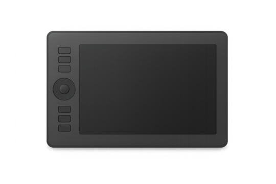 Digital drawing tablet with buttons on transparent background