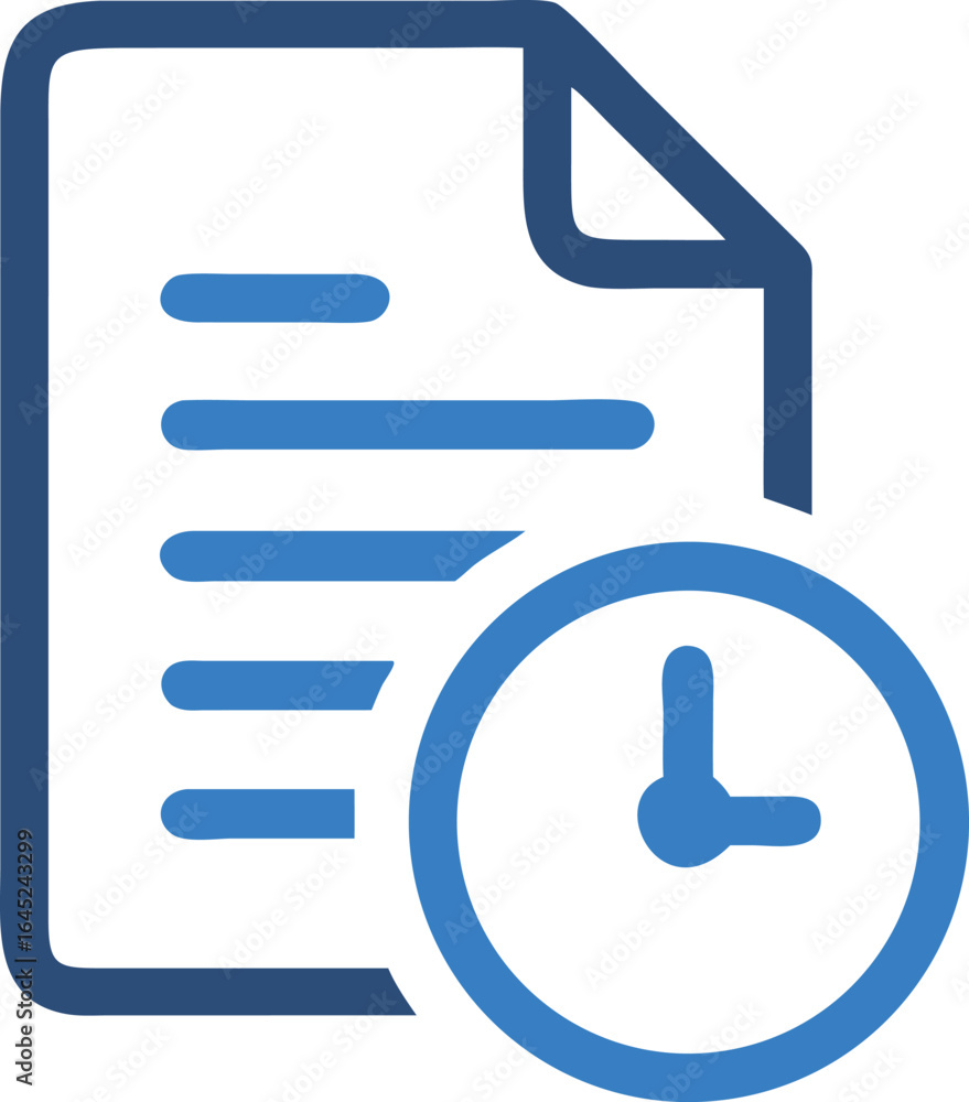 Aufkleber document with clock icon symbolizing time management paper file