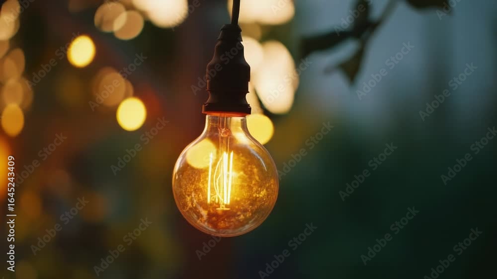Poster a lone light bulb hangs from a tree branch, providing a source of light in the surrounding foliage