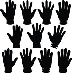 Obraz premium Black Hand Silhouettes Vector Art: Graphic Collection of Hands for Design Elements & Illustration