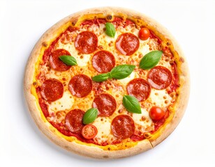 Delicious Pepperoni Pizza with Fresh Basil and Cherry Tomatoes