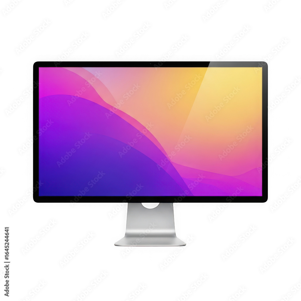 Aufkleber modern computer monitor displaying a vibrant abstract wallpaper isolated on transparent background