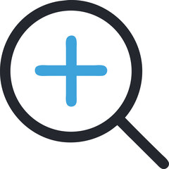 Fototapeta premium Magnifying Glass With Plus Symbol Icon On White Background zoom increase