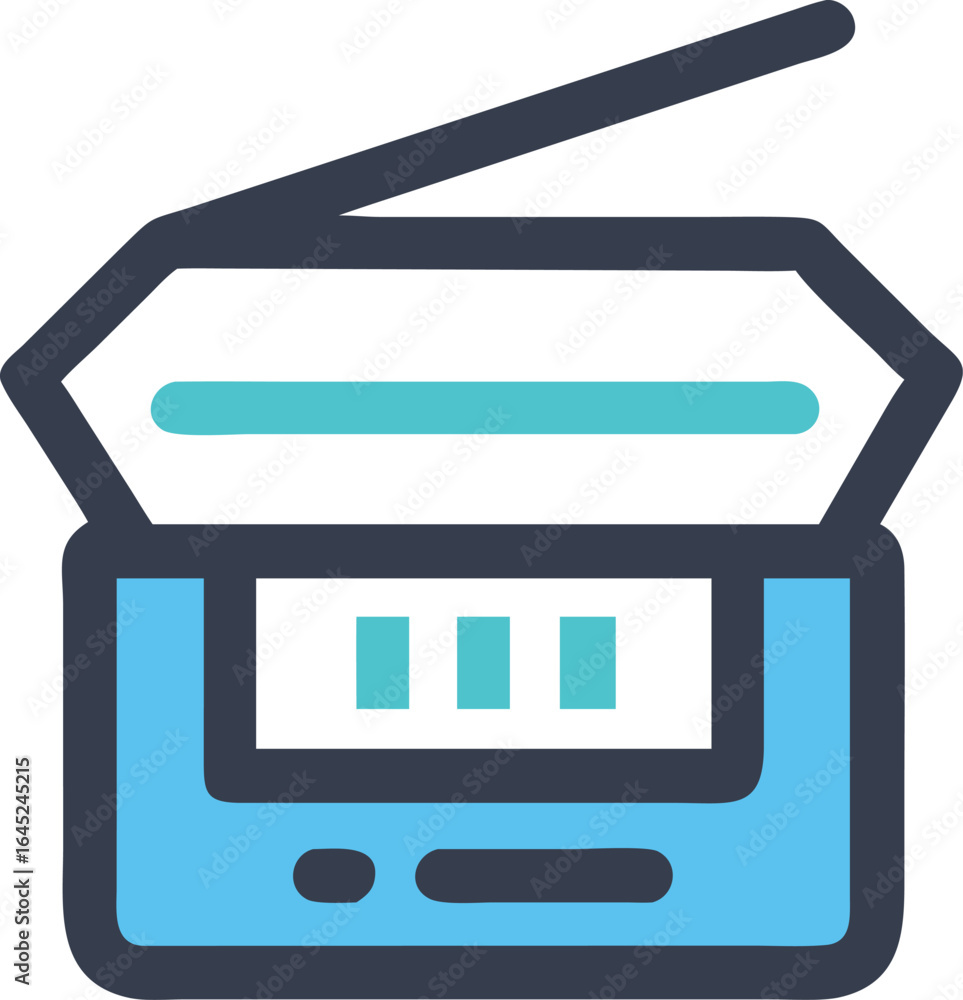 Aufkleber open scanner device icon with antenna and controls scanning document