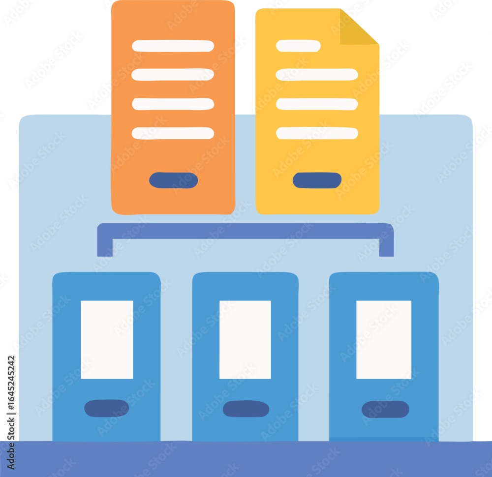Poster organized document folders and files on shelving unit archive binders