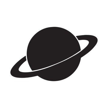 Planet with Ring Silhouette Icon

