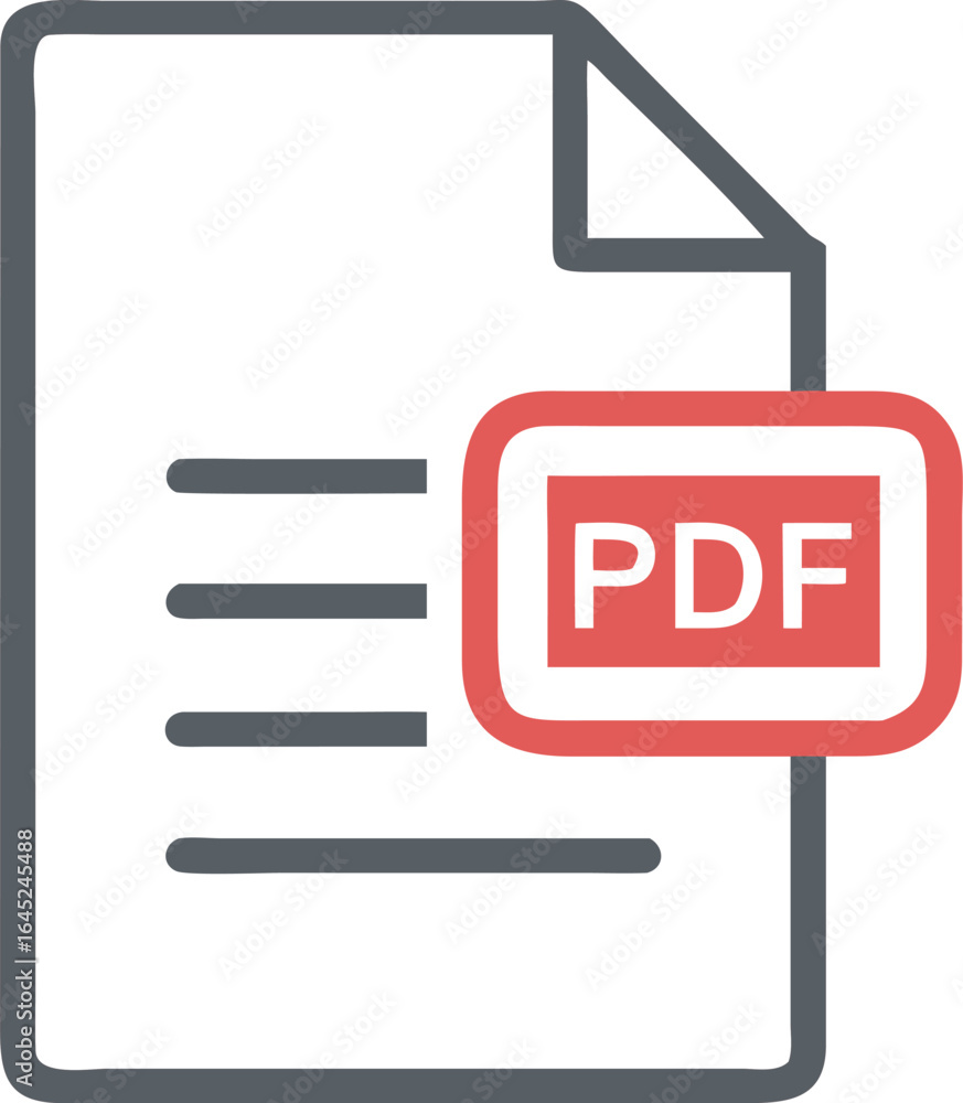 Poster pdf document icon with red border file paper