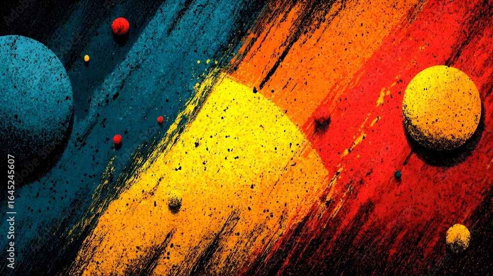 Aufkleber a striking abstract expressionist painting featuring a bold dynamic composition of vivid clashing co