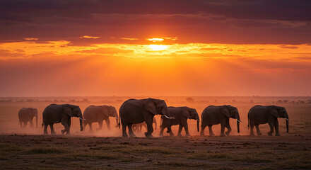 Fototapeta premium horses on sunset