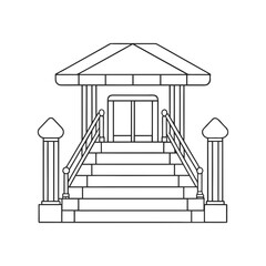 Vector art of building entrance with steps isolated on white background