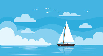 Sailboat Adventure A Tranquil Day on the Water with Cloudy Skies