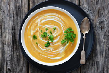 roasted parsnip and carrot soup, top view