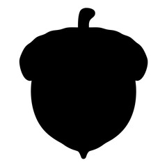 Fototapeta premium Black Acorn Silhouette with Detailed Cap and Stem, Fall Graphic Design