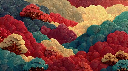 Colorful 3D Wave Texture Art Pattern for Decoration, Design, etc.Rich in Color and Strong in Visual Impact.