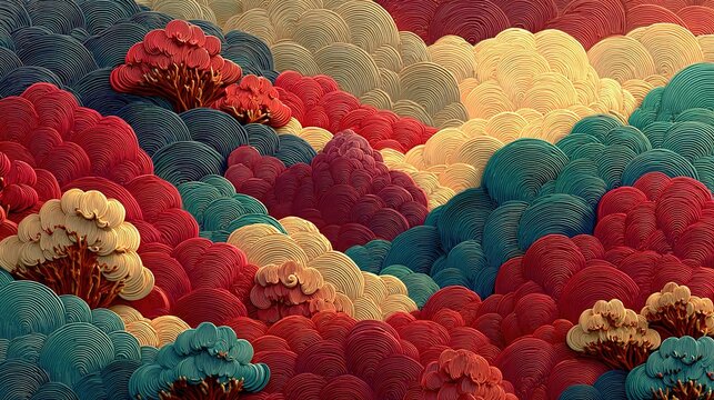 Colorful 3D Wave Texture Art Pattern for Decoration, Design, etc.Rich in Color and Strong in Visual Impact.