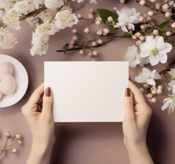 Obraz premium Easter and Spring Card Mockup.