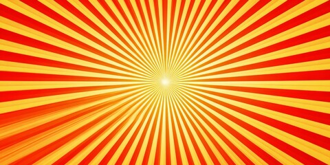 Obraz premium Vibrant Summer Sunrise Over a Calm Ocean with Colorful Rays and a Vintage Circus Theme Illustration