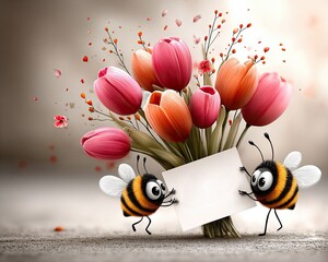 Obraz premium Spring seasonal background with hand-drawn watercolor flowers and cherry blossoms