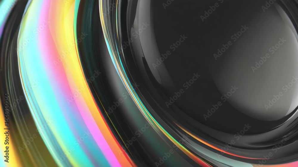 Poster vibrant abstract lens with colorful reflections and smooth curves, showcasing depth and modern desig