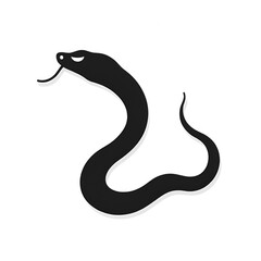 Coiled Snake Silhouette on White Background