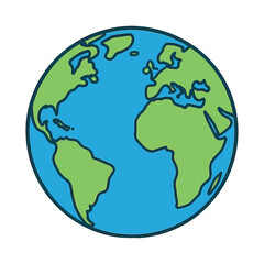 Earth Globe Icon World Map Vector Illustration

