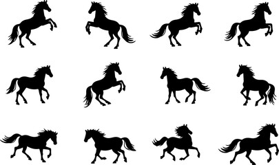 Horse Silhouette Collection Running and Walking" Vector Bundle