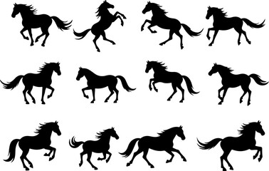 Horse Silhouette Collection Running and Walking" Vector Bundle