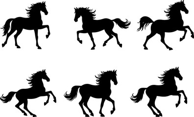Horse Silhouette Collection Running and Walking" Vector Bundle