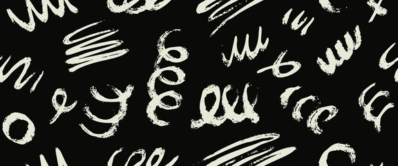 Creative minimalist hand draw Abstract art grunge seamless pattern with black stroke abstract background,