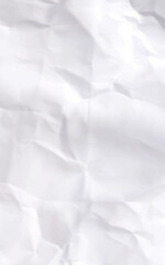 A blank sheet of white crumpled paper with a textured, wrinkled surface