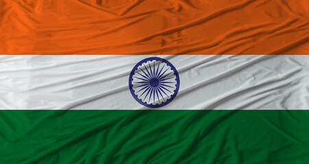Close up of India flag waving. Flag of India with cloth texture