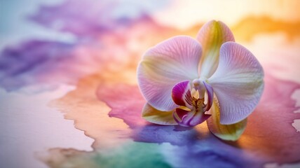 orchid on a watercolor background