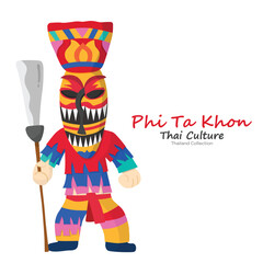 Thai culture icons of Phi Ta Khon, Icon of Northeastern region isolated on white background.