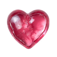 Jelly heart shape pink Top view isolated on transparent background.