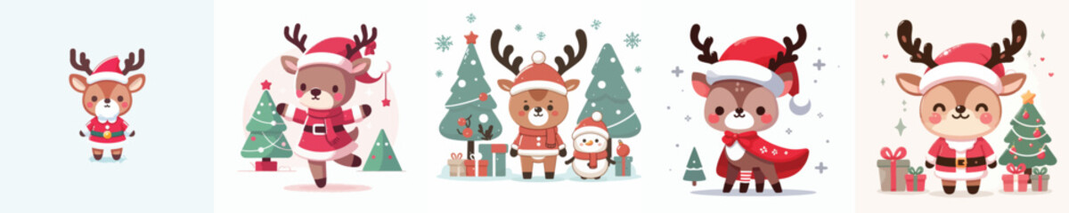 reindeer vector in Christmas costume
