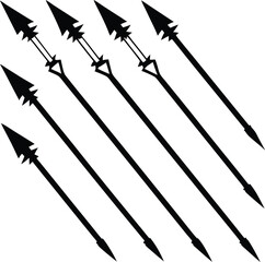Black and White Arrow Vector Graphic Design, Tribal Spear Icon, Hunting Weapon Illustration