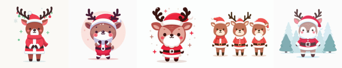 Naklejka premium reindeer vector in Christmas costume