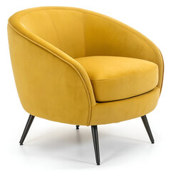 Round modern accent chair isolated on a white background.