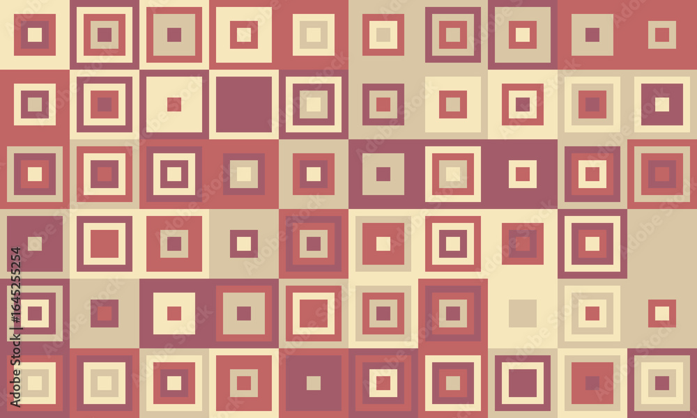 Fototapete abstract geometric background featuring a repeating pattern of nested squares in muted earth tones. 