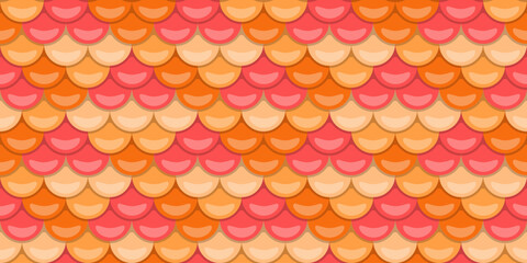 Vibrant, seamless pattern of overlapping scales in warm coral and orange hues.  Perfect for backgrounds, textiles, or any design needing a playful, textured aesthetic.