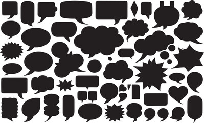 Hand-drawn collection of doodle speech bubbles and thought balloons. Sketchy diverse hand-drawn speech bubbles, perfect for communication and dialogue––Vector illustration, on transparent background. 