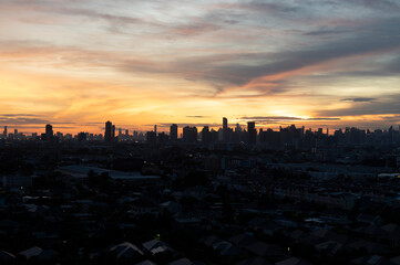 City Skyline Silhouette at Sunset
