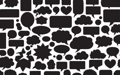 hand-drawn Collection of black speech bubbles and graphic shapes Black and white grunge. Distress .  overlay Vector illustration, grunge texture vector  design on transparent background.