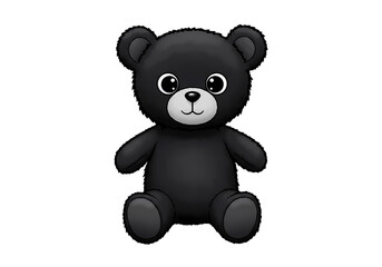 Black Teddy Bear Plush Toy Against Black Background on transparent background