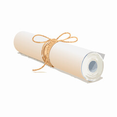 Rolled paper tied with cord isolated on white
4
