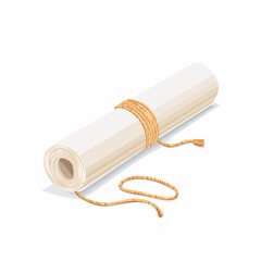 Rolled paper tied with cord isolated on white
3