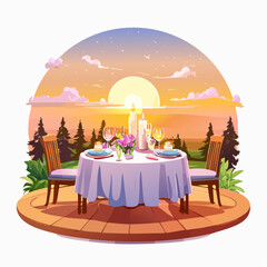 Cornucopia decorated with traditional thanksgiving dinners table concept vector icon design thanks
2