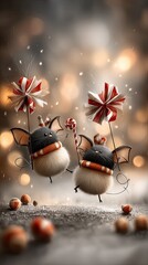 Halloween fun scene Bat disco party | bat party in clouds