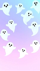 Cute ghosts in a pastel gradient