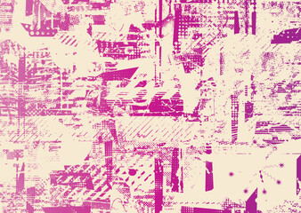 Glitch distorted geometric shape . Noise destroyed logo . Trendy cyber punk poster . Glitched frame .Grunge textured . Distressed effect .Vector shapes with a halftone dots screen print texture.